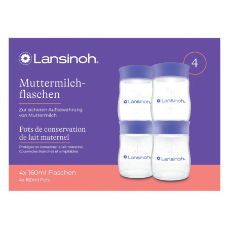 Pots de conservation pour lait maternel 4 x 160ml